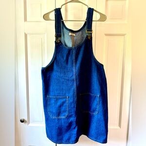 Goodthreads Blue Denim Overall Jumpsuit Mini Dress Size L EUC